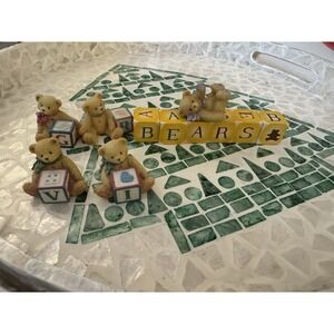 Cherished Teddies Lot of 5 Bears‎ w/ ABC Blocks 1995 Enesco Priscilla Hillman
